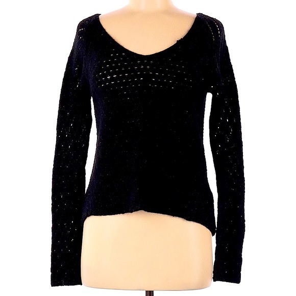 American Eagle Outfitters SMALL‎ Sparkly Open Knit Techno V Sweater - Picture 1 of 15